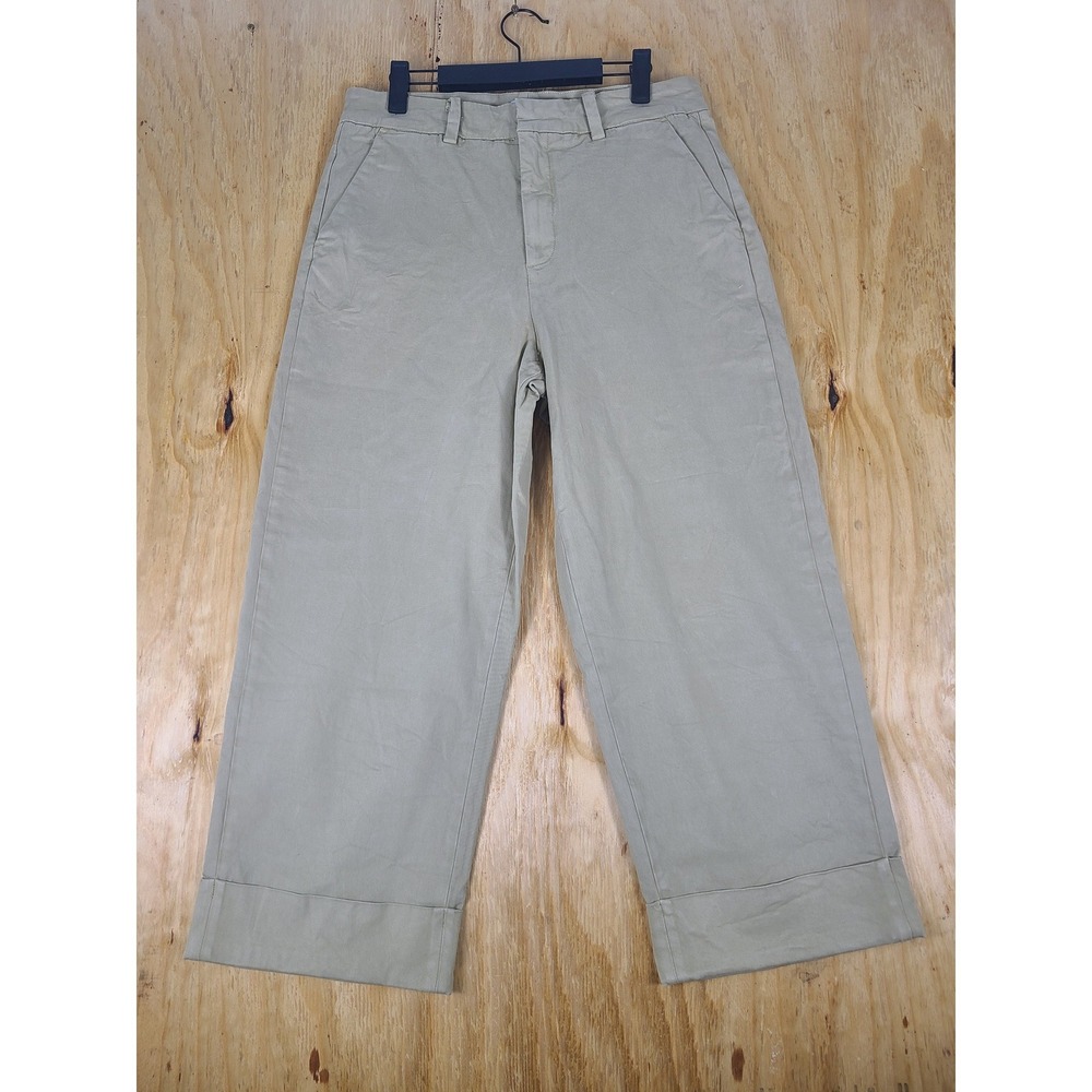 Studio Blue Wide Leg Pants Wm 30 Tan Cuff Cropped Chino Trousers Office Business